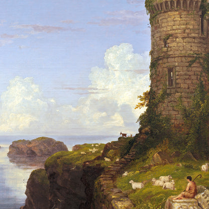 Italian Coast Scene with Ruined Tower - Canvas Wrap