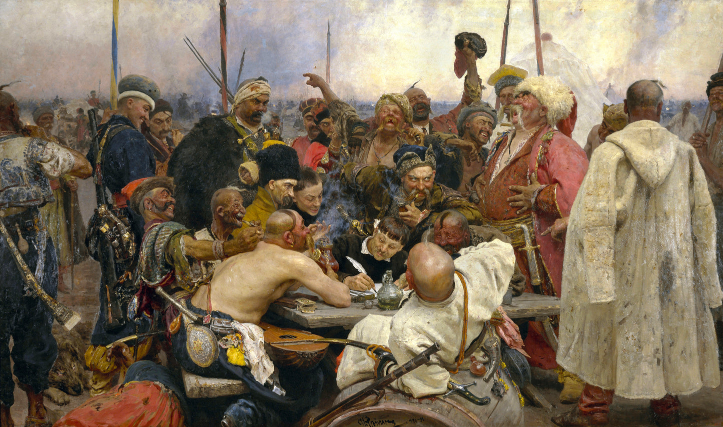 Reply of the Zaporozhian Cossacks - Framed Print