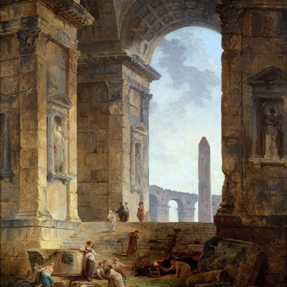 Ruins with an obelisk in the distance - Canvas Wrap