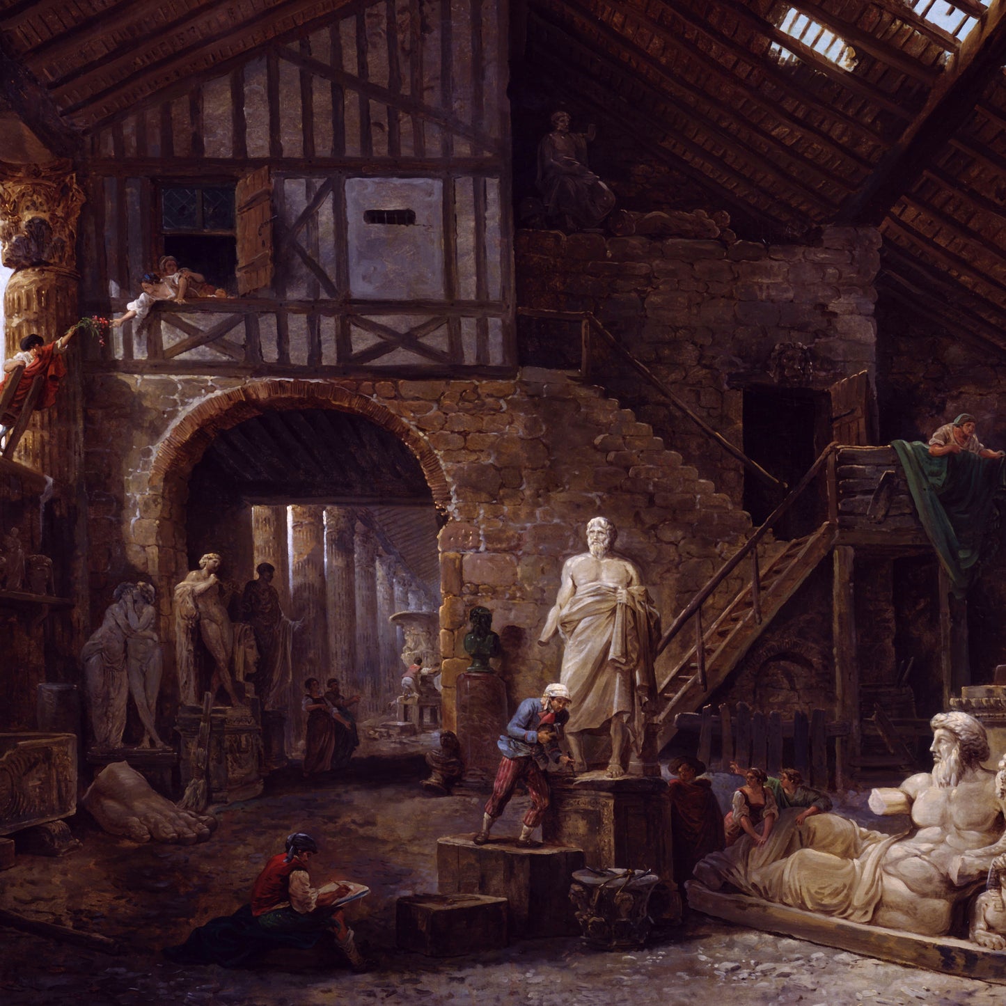 Studio of an Antiquities Restorer in Rome - Canvas Wrap