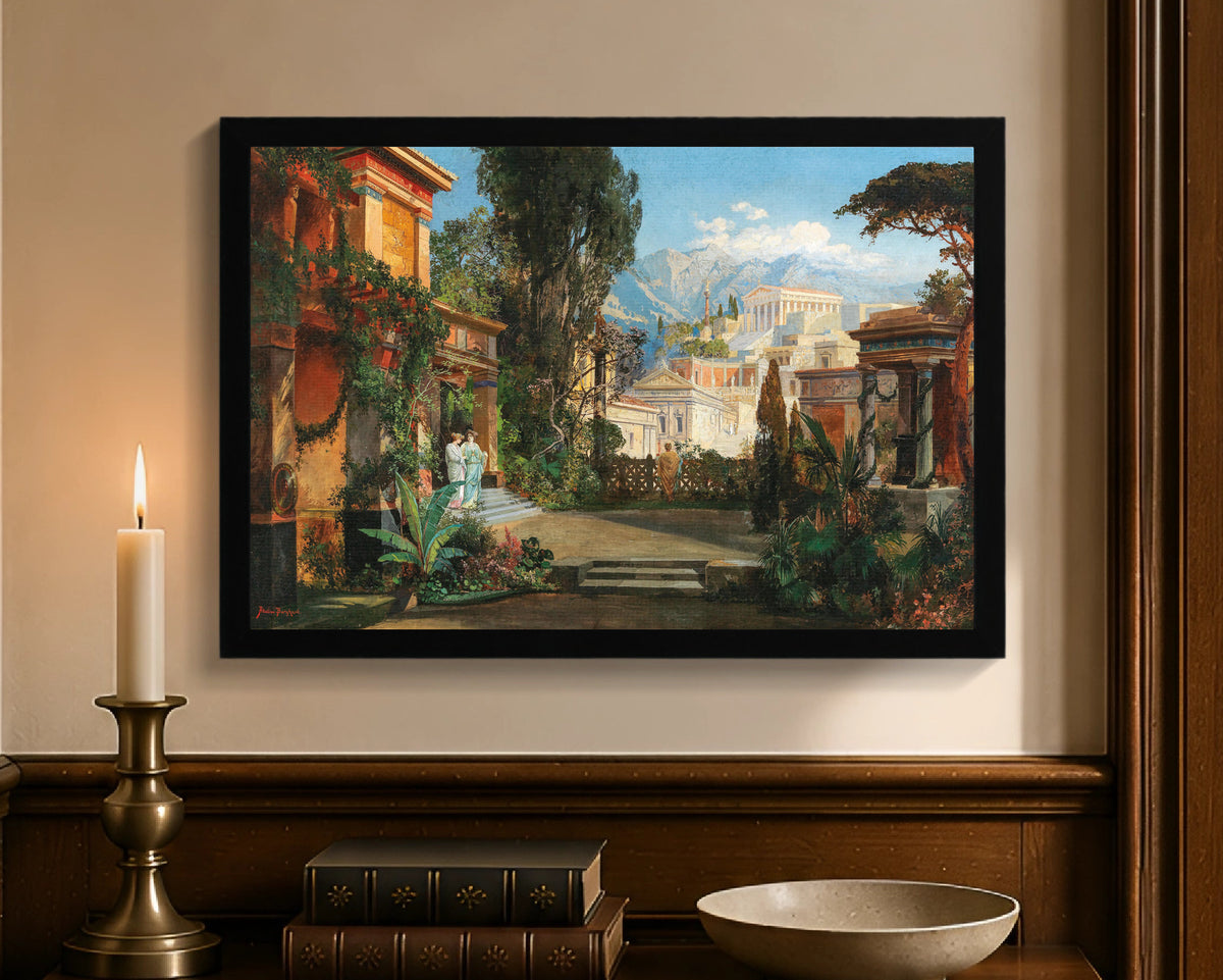 a view of an ancient city fc 12x18 black