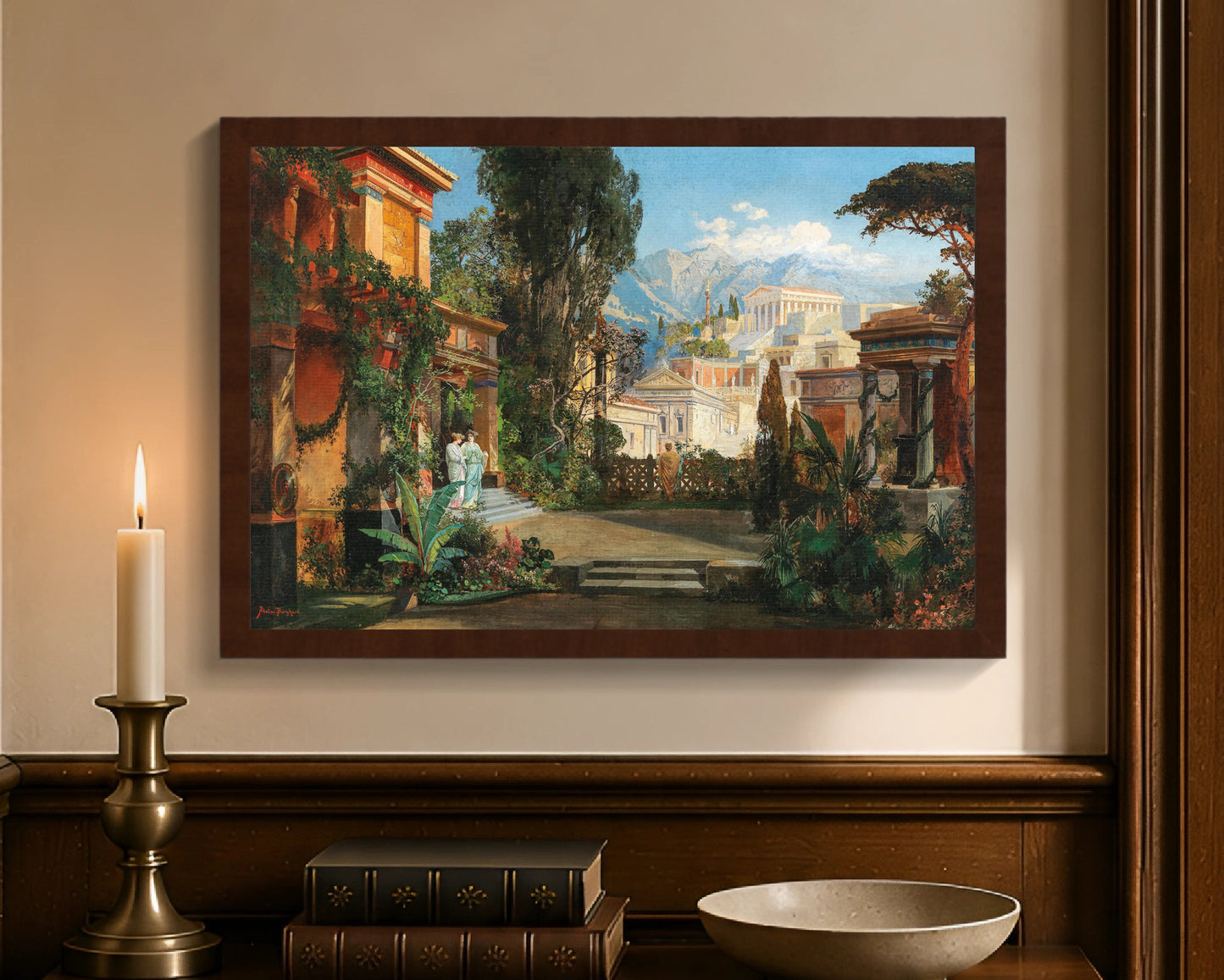 a view of an ancient city fc 12x18 brown