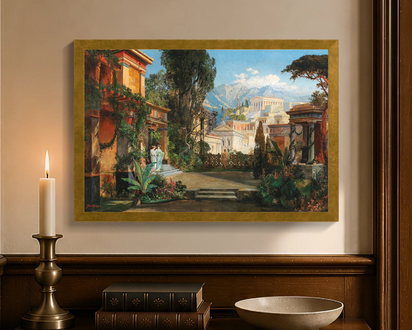a view of an ancient city fc 12x18 gold