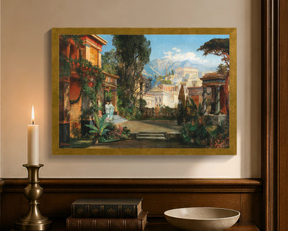 a view of an ancient city fc 12x18 gold