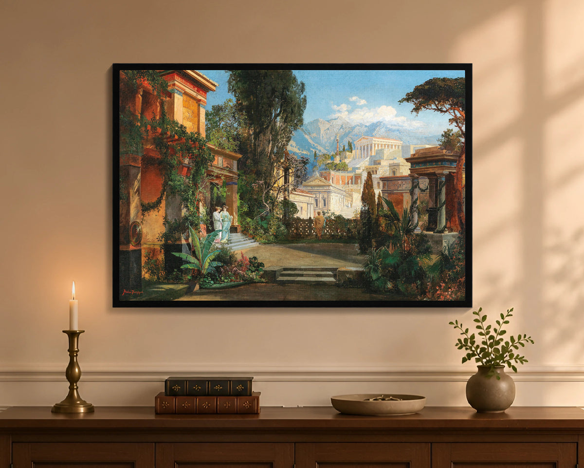 a view of an ancient city fc 24x36 black