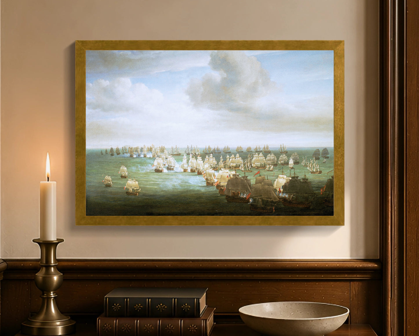 battle of trafalgar, 21 october 1805, beginning of the action fc 12x18 gold