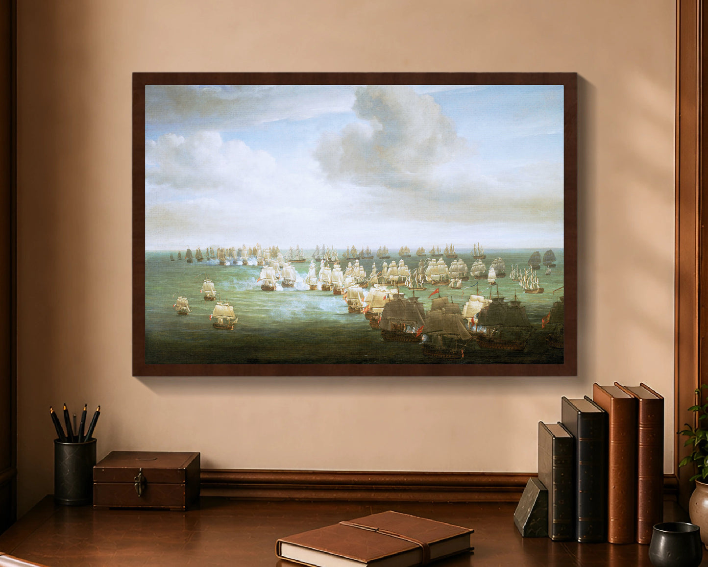 battle of trafalgar, 21 october 1805, beginning of the action fc 16x24 brown