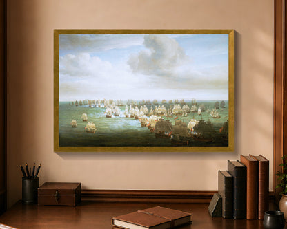 battle of trafalgar, 21 october 1805, beginning of the action fc 16x24 gold