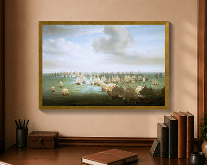 battle of trafalgar, 21 october 1805, beginning of the action fp 16x24 gold
