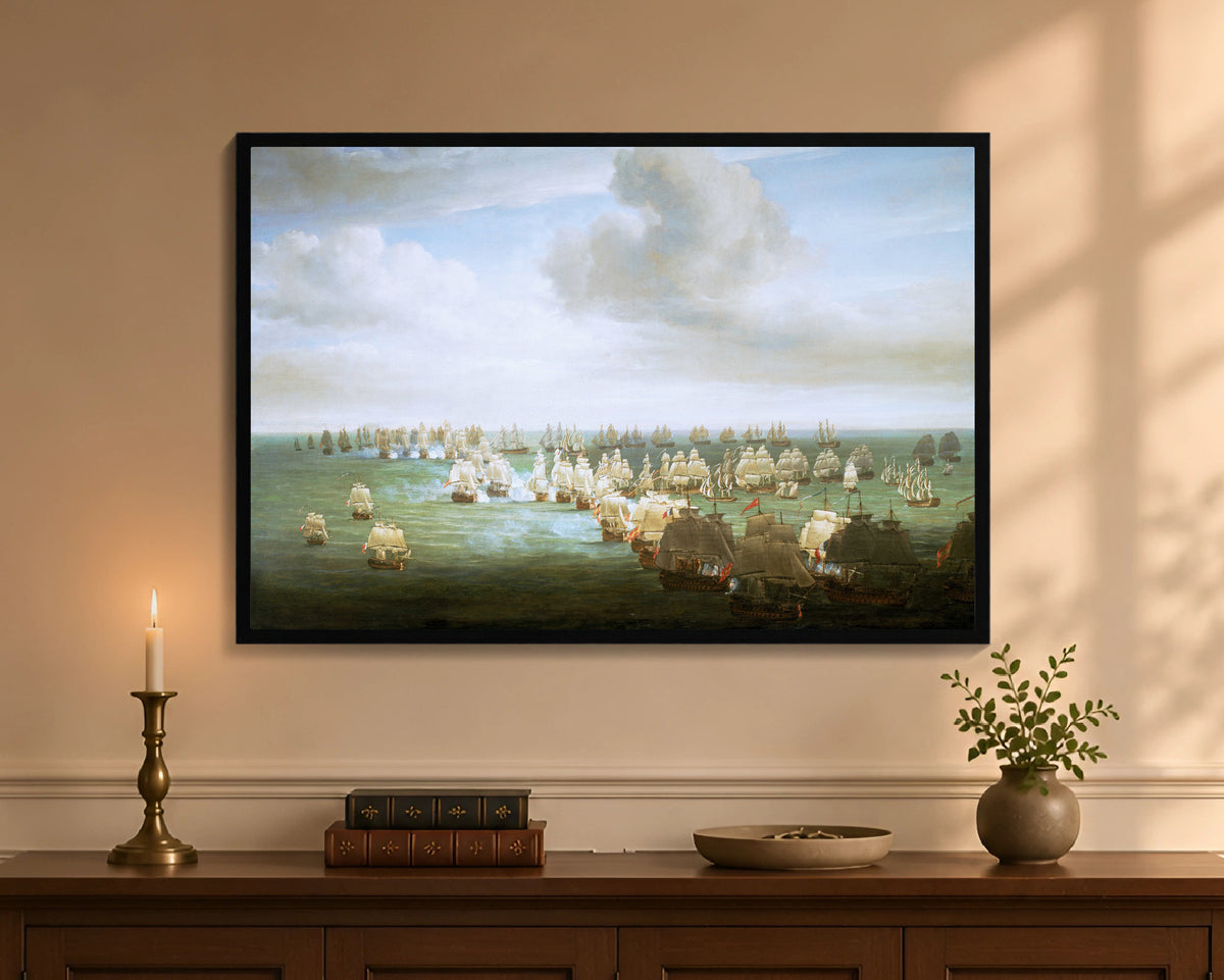 battle of trafalgar, 21 october 1805, beginning of the action fp 24x36 black