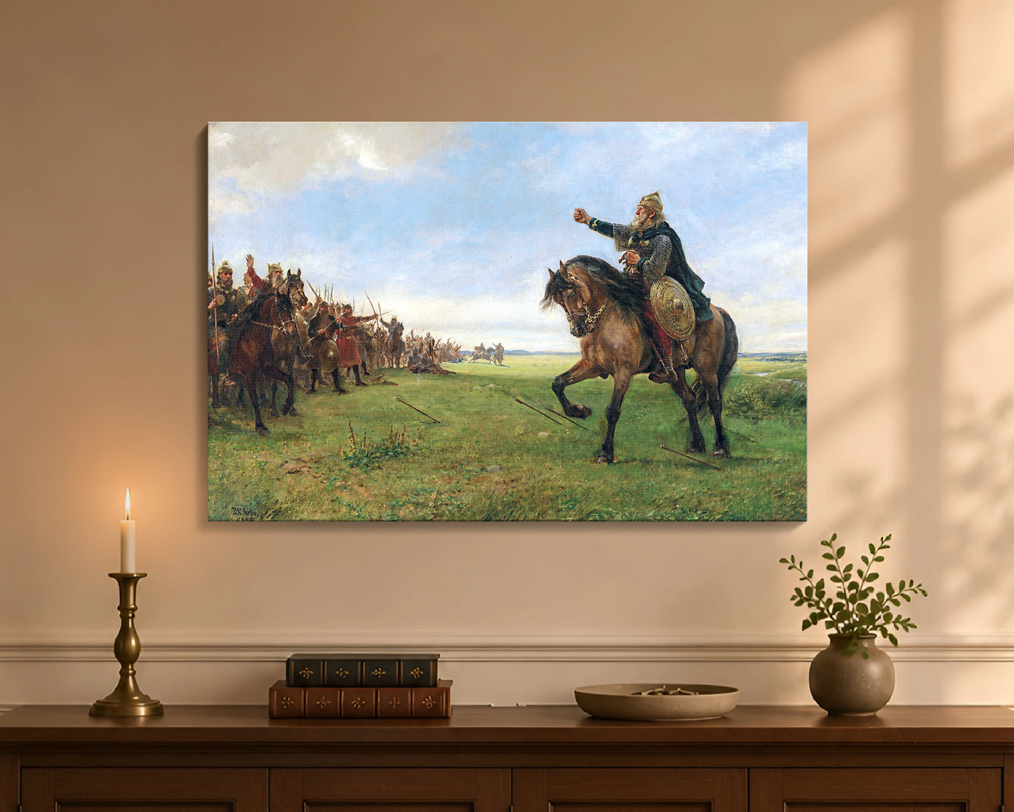 Gizur challenges the Huns, canvas wrap, 24 by 36 inches