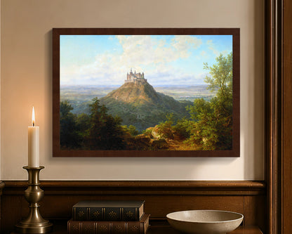 Hohenzollern Castle, framed canvas with brown frame, 12 by 18 inches