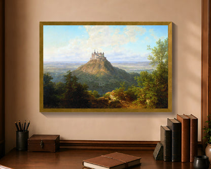 Hohenzollern Castle, framed canvas with antique gold frame, 16 by 24 inches
