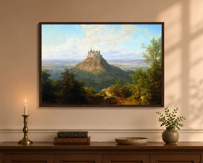 Hohenzollern Castle, framed print with brown frame, 24 by 36 inches