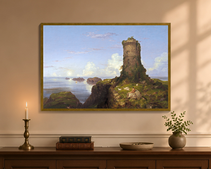 Italian Coast Scene with Ruined Tower