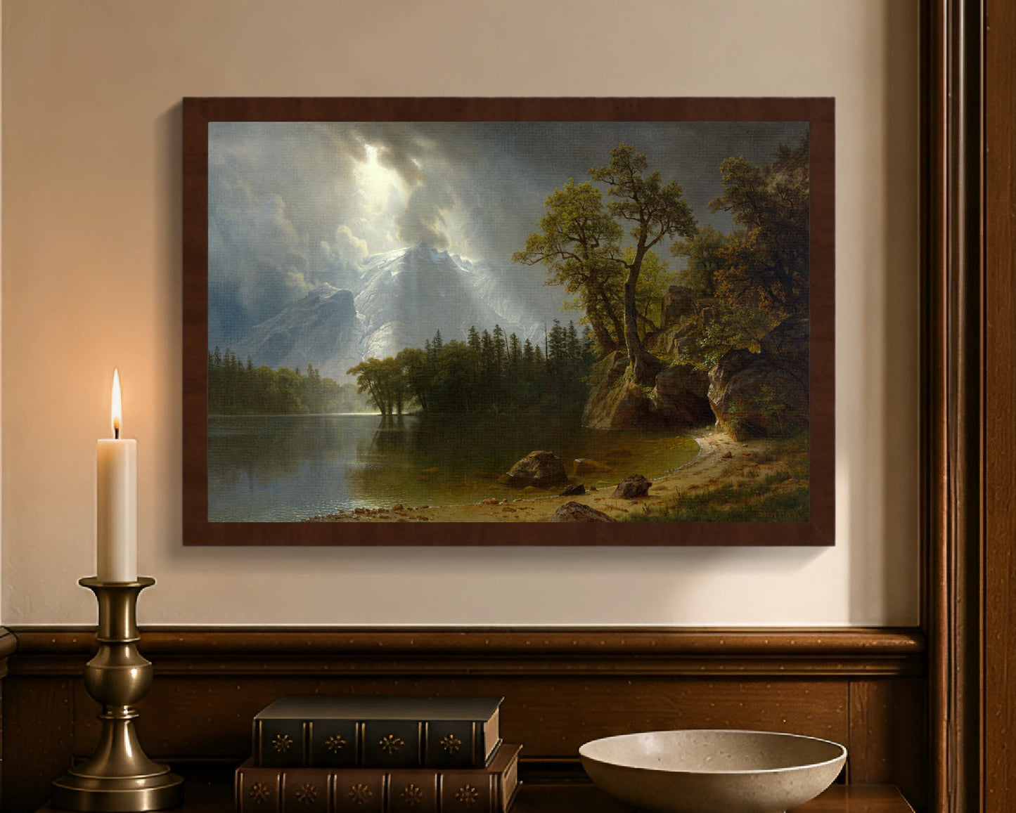 passing storm over the sierra nevadas fc 12x18 brown
