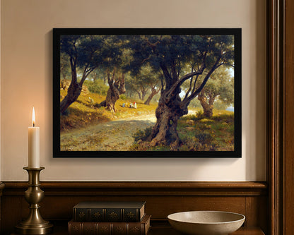 poppies and olive trees fc 12x18 black