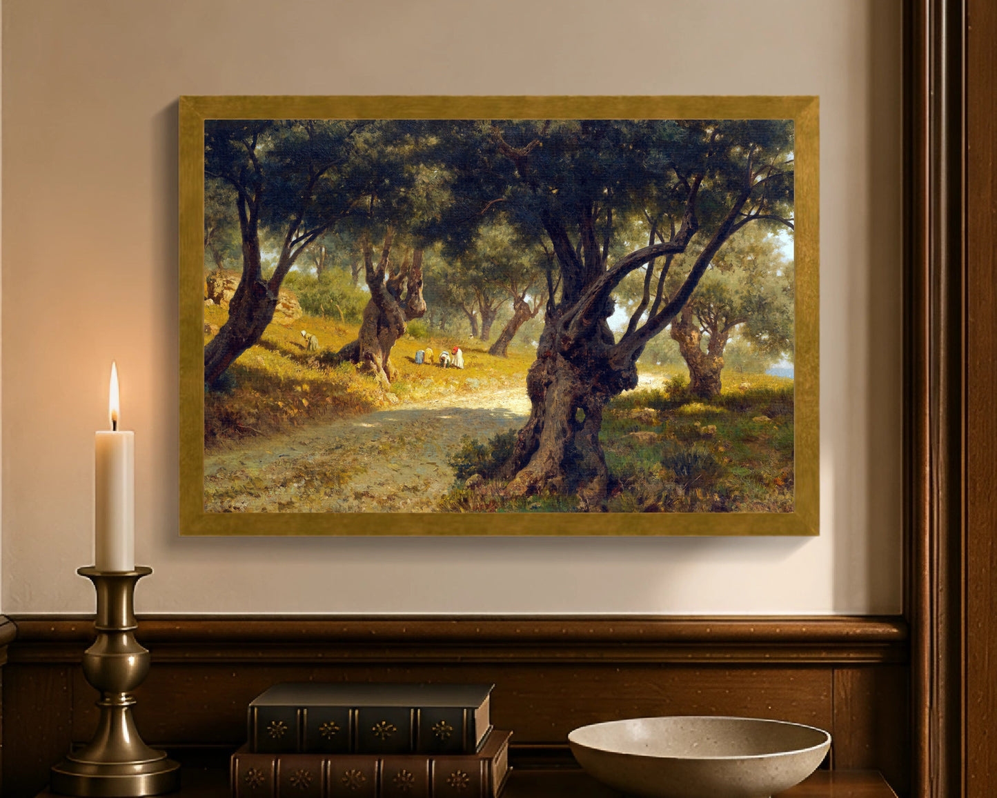 poppies and olive trees fc 12x18 gold
