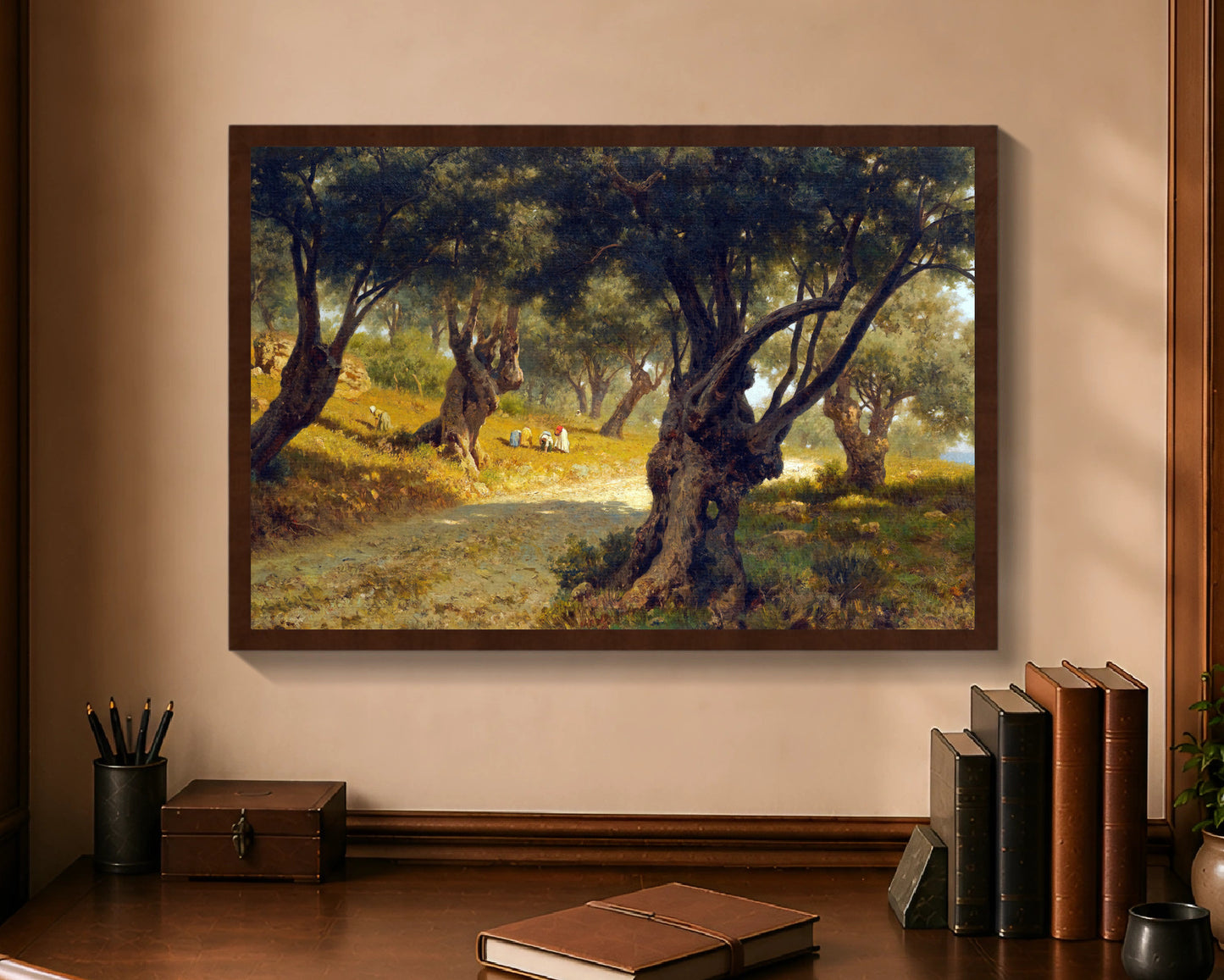 poppies and olive trees fc 16x24 brown