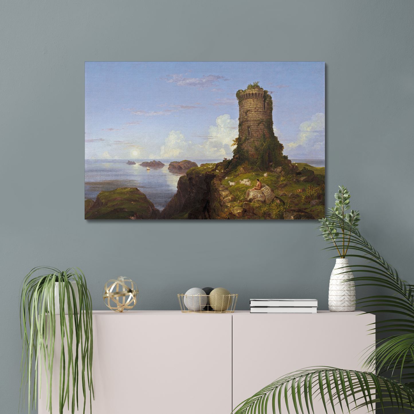 Italian Coast Scene with Ruined Tower