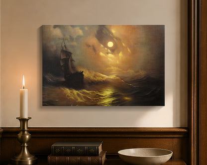 stormy sea at night cw 12x18
