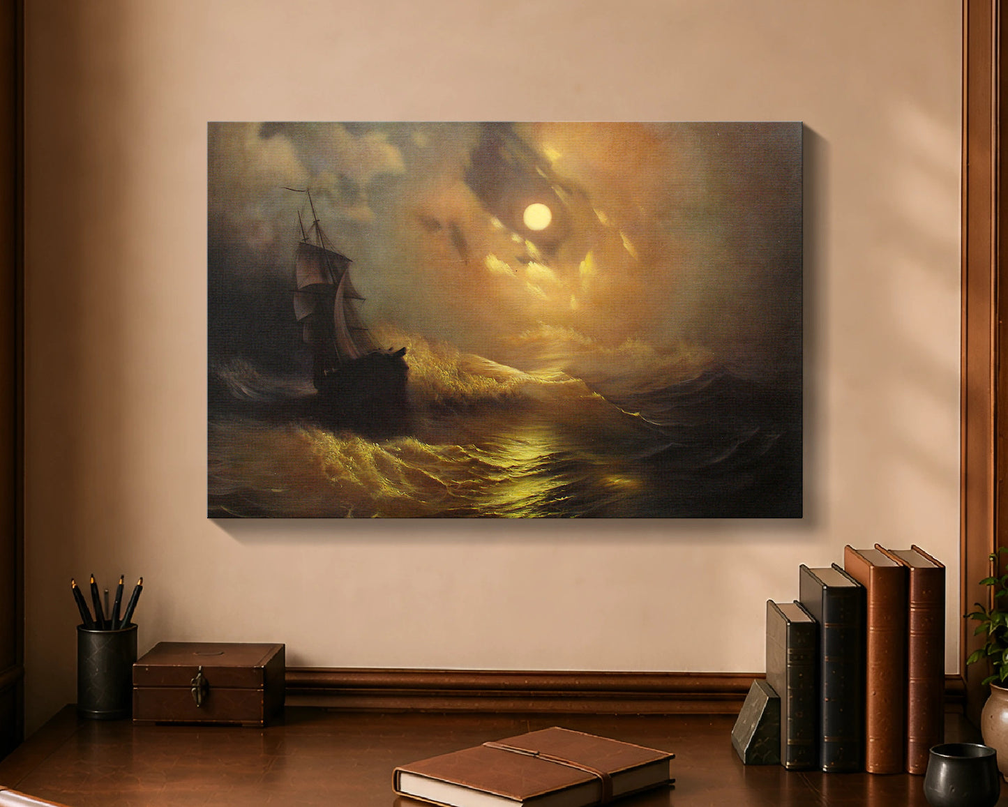 stormy sea at night cw 16x24