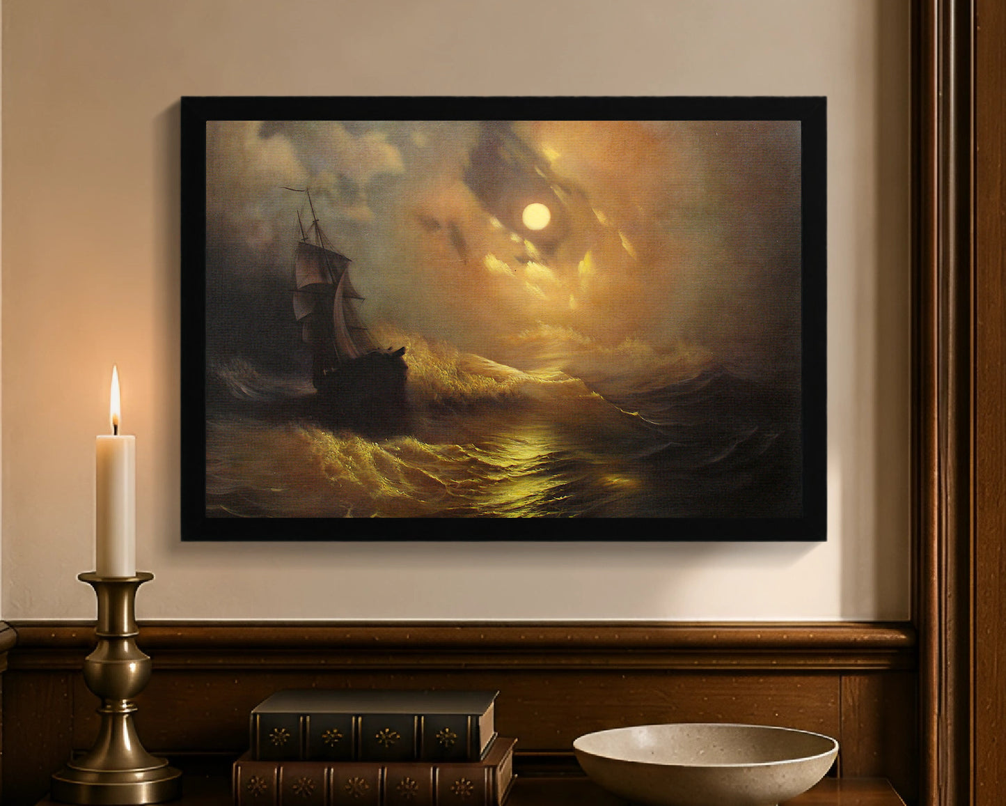 stormy sea at night fc 12x18 black