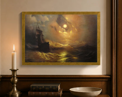 stormy sea at night fc 12x18 gold