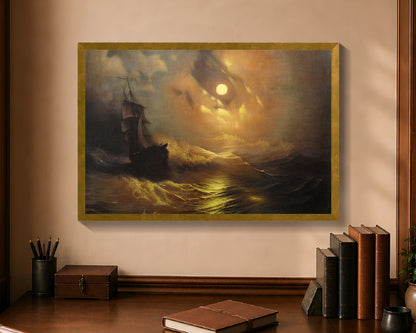 stormy sea at night fc 16x24 gold