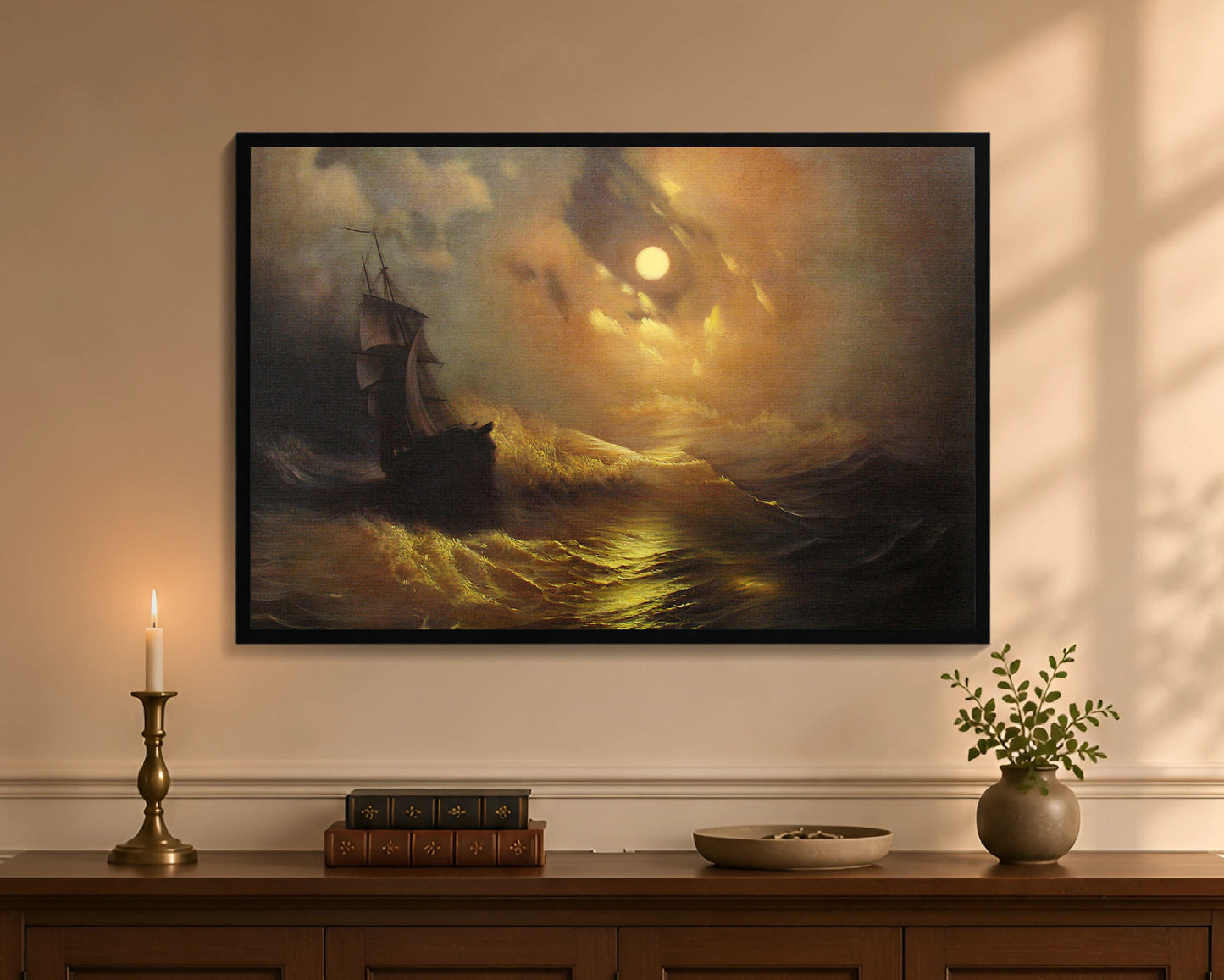 stormy sea at night fc 24x36 black