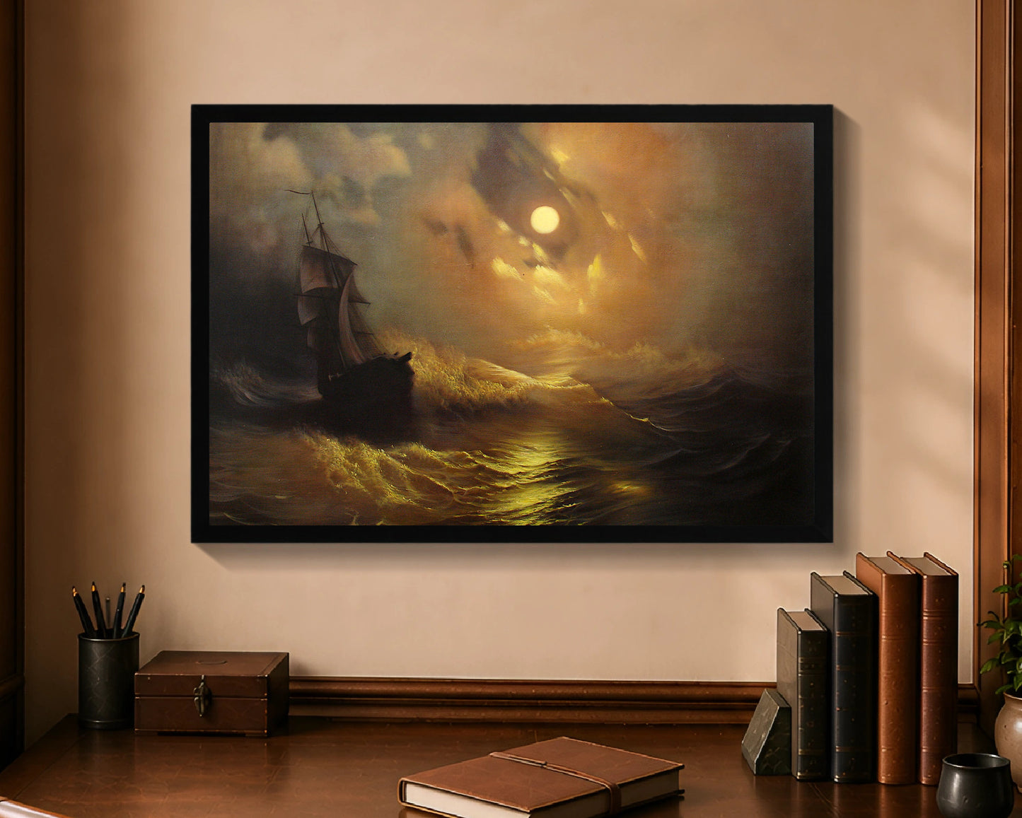 stormy sea at night fp 16x24 black