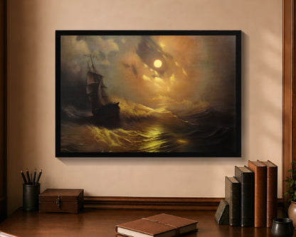stormy sea at night fp 16x24 black