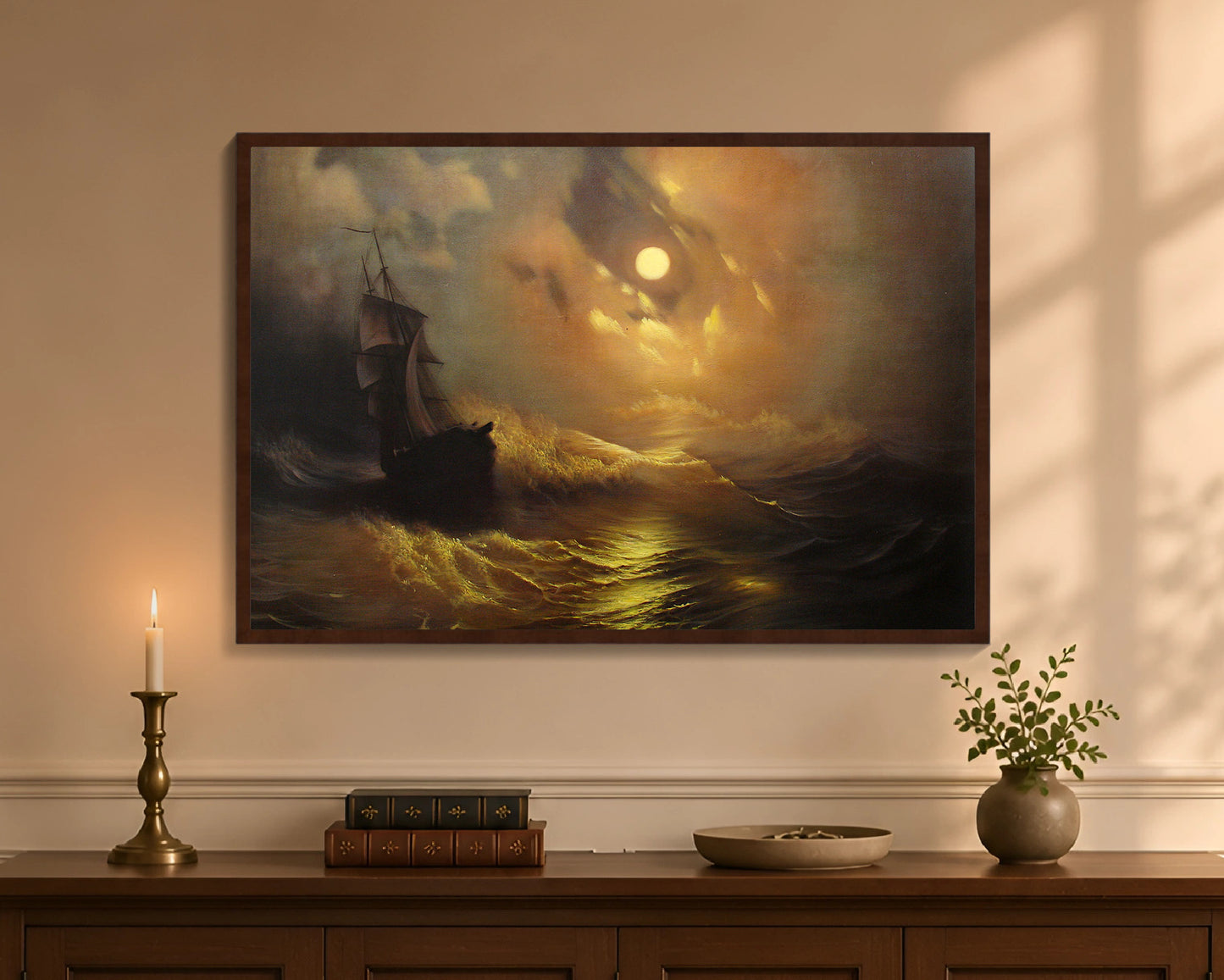 stormy sea at night fp 24x36 brown