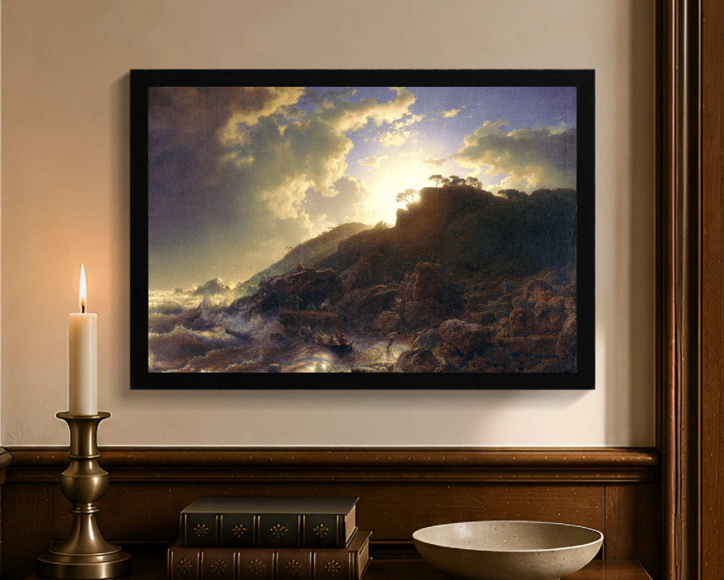 sunset after a storm on the coast of sicily fc 12x18 black