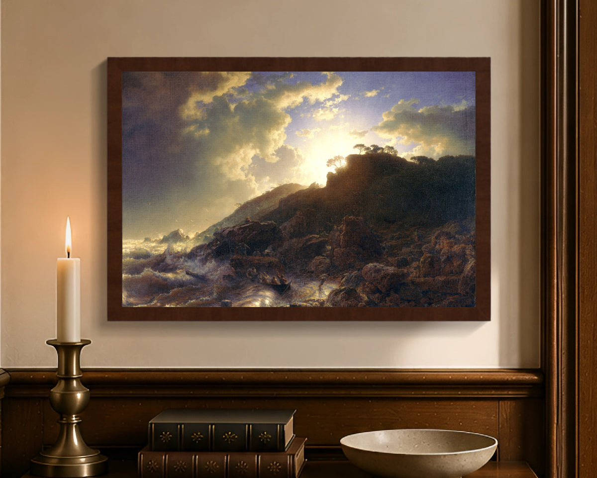 sunset after a storm on the coast of sicily fc 12x18 brown
