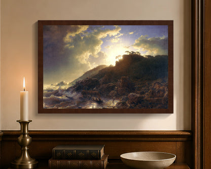 sunset after a storm on the coast of sicily fc 12x18 brown