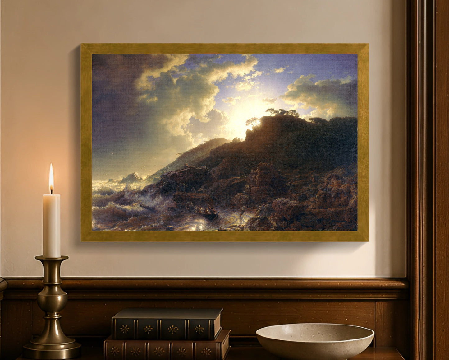 sunset after a storm on the coast of sicily fc 12x18 gold