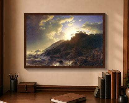 sunset after a storm on the coast of sicily fc 16x24 brown