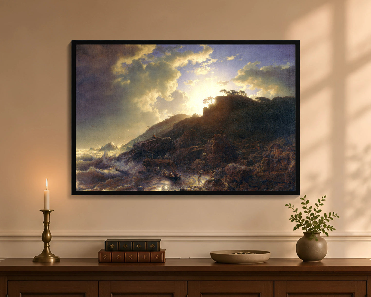 sunset after a storm on the coast of sicily fc 24x36 black