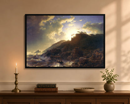 sunset after a storm on the coast of sicily fc 24x36 black