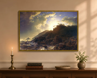 sunset after a storm on the coast of sicily fc 24x36 gold