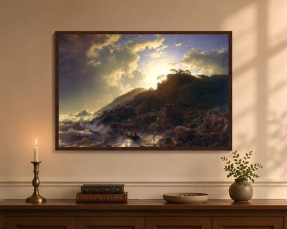 sunset after a storm on the coast of sicily fp 24x36 brown