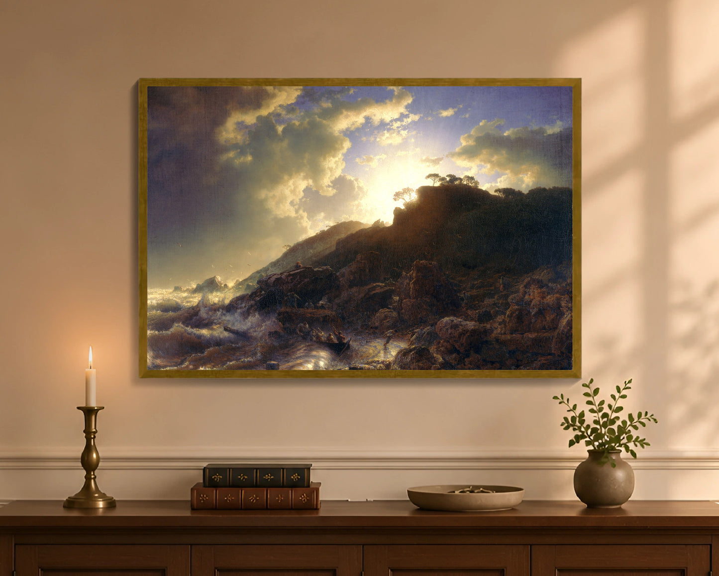 sunset after a storm on the coast of sicily fp 24x36 gold
