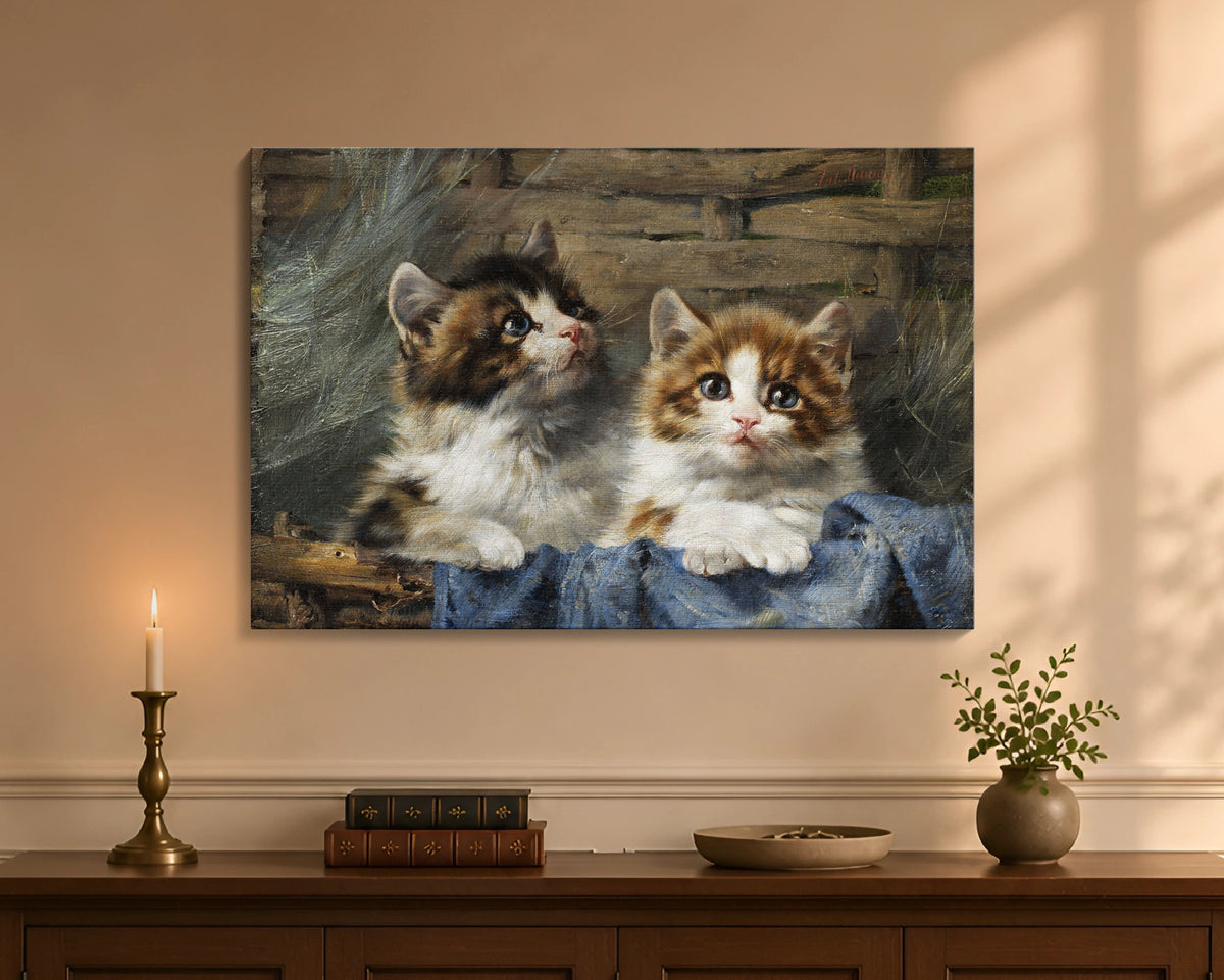 two kittens in a basket cw 24x36
