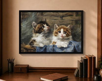 two kittens in a basket fc 16x24 black