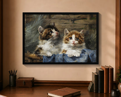 two kittens in a basket fp 16x24 black