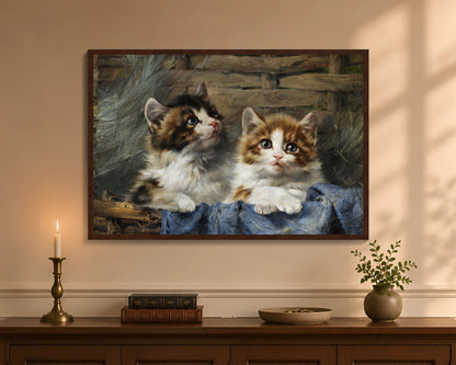 two kittens in a basket fp 24x36 brown