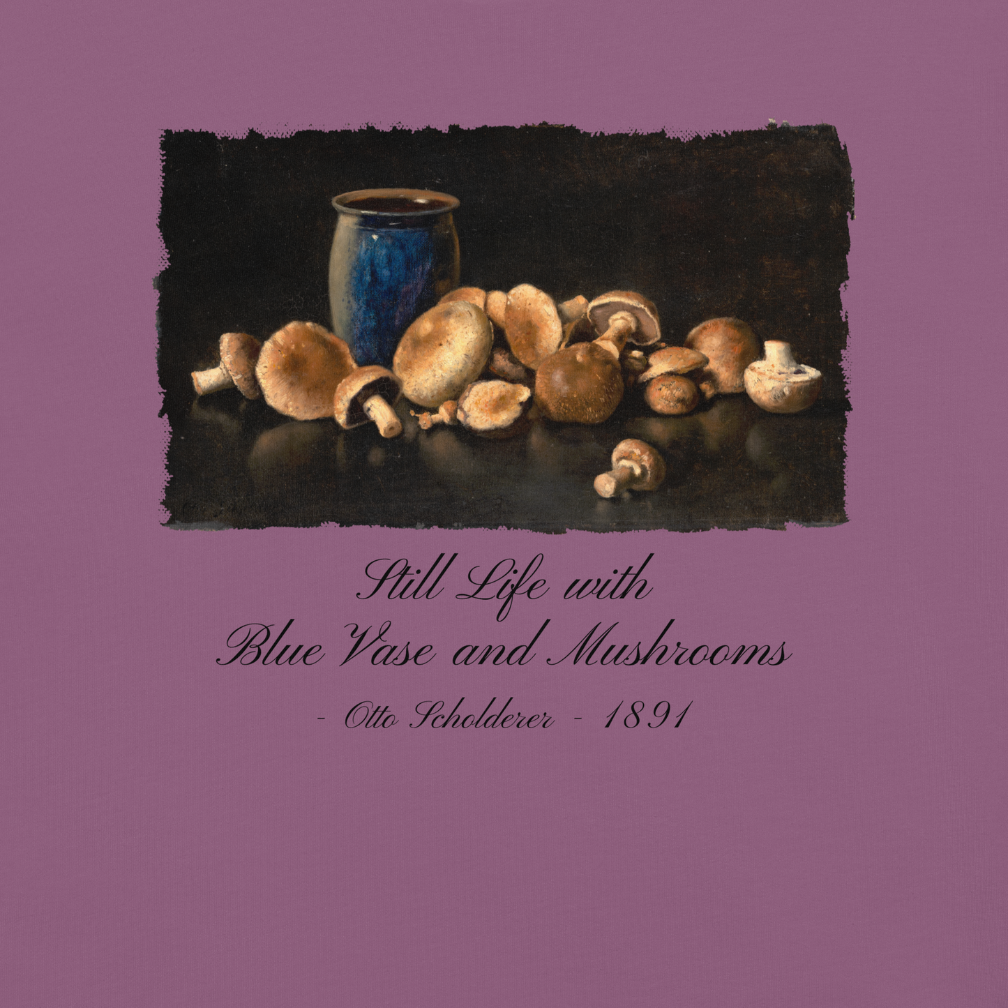 Still Life with Blue Vase and Mushrooms - T-Shirt