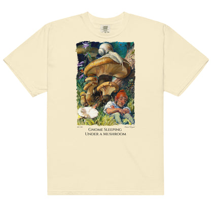 Gnome Sleeping Under a Mushroom - Fine Art T-Shirt