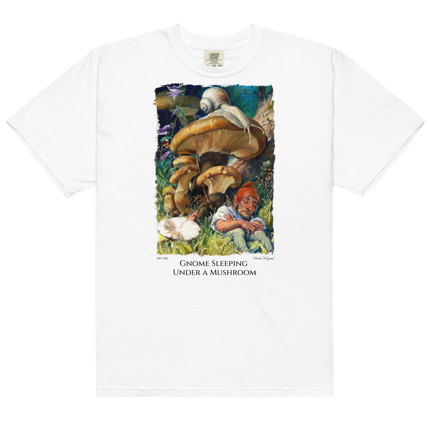 Gnome Sleeping Under a Mushroom - Fine Art T-Shirt